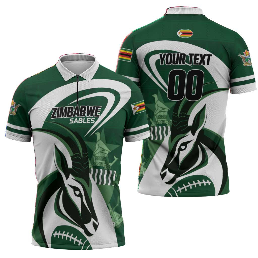 Custom Rugby Zimbabwe Zipper Polo Shirt Sables Is The Champion