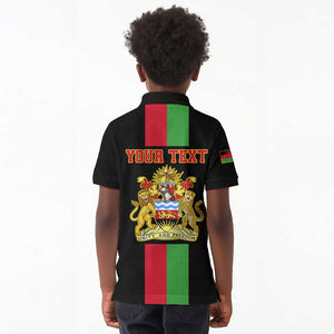 Personalized Malawi Kid Polo Shirt with Coat of Arms Flag Style