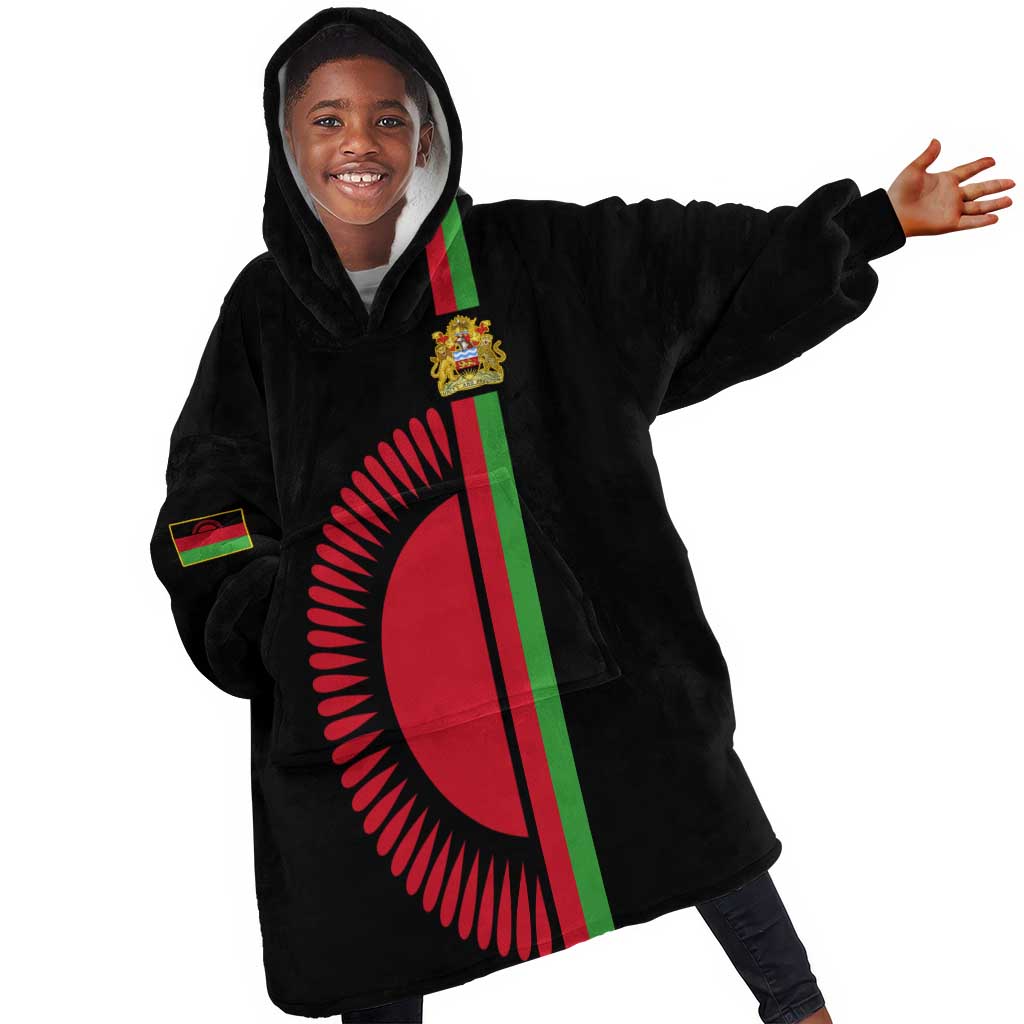 Personalized Malawi KId Wearable Blanket Hoodie with Coat of Arms Flag Style