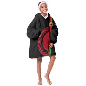 Personalized Malawi KId Wearable Blanket Hoodie with Coat of Arms Flag Style