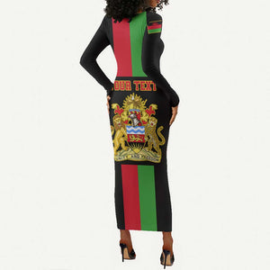 Personalized Malawi Long Sleeve Bodycon Dress with Coat of Arms Flag Style