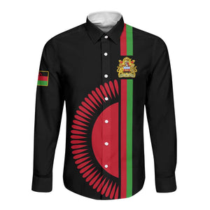 Personalized Malawi Long Sleeve Button Shirt with Coat of Arms Flag Style