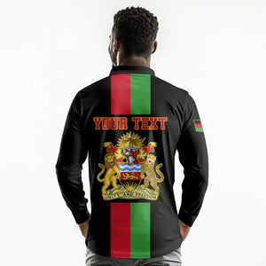 Personalized Malawi Long Sleeve Polo Shirt with Coat of Arms Flag Style