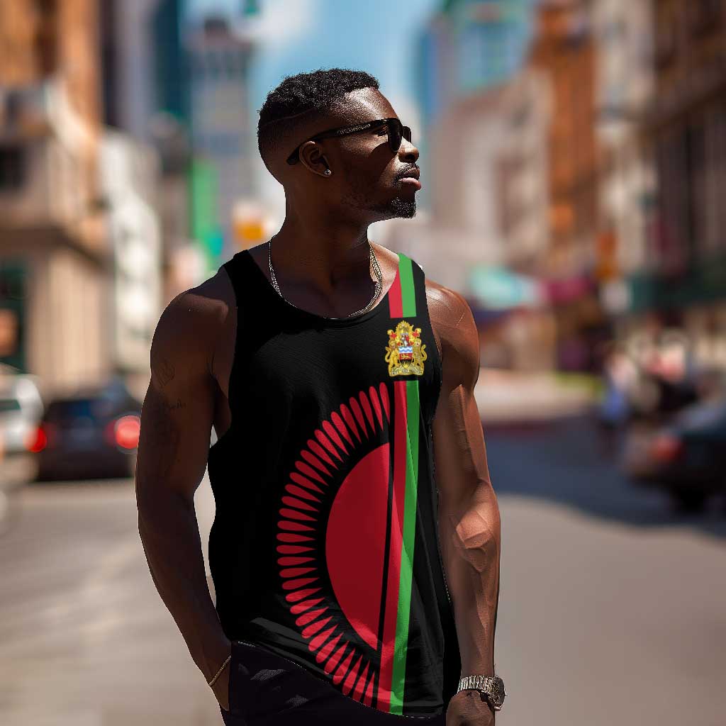 Personalized Malawi Men Tank Top with Coat of Arms Flag Style