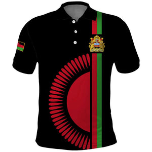 Personalized Malawi Polo Shirt with Coat of Arms Flag Style