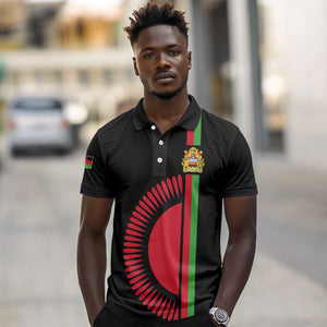 Personalized Malawi Polo Shirt with Coat of Arms Flag Style