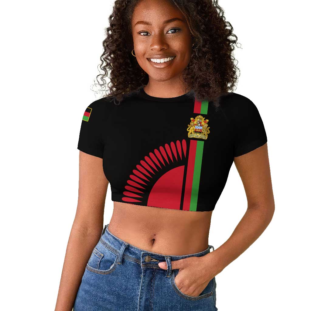 Personalized Malawi Raglan Cropped T shirt with Coat of Arms Flag Style