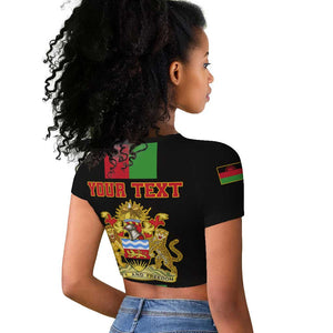 Personalized Malawi Raglan Cropped T shirt with Coat of Arms Flag Style