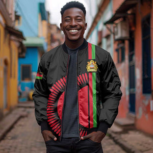 Personalized Malawi Sleeve Zip Bomber Jacket with Coat of Arms Flag Style