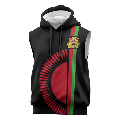 Personalized Malawi Sleeveless Hoodie with Coat of Arms Flag Style - African Pride