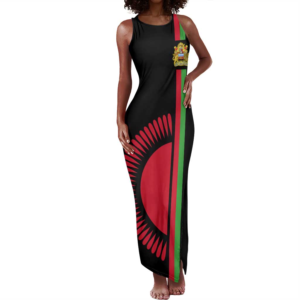 Personalized Malawi Tank Maxi Dress with Coat of Arms Flag Style