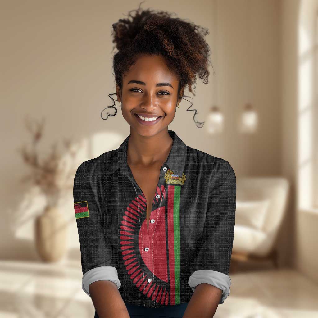 Personalized Malawi Women Casual Shirt with Coat of Arms Flag Style