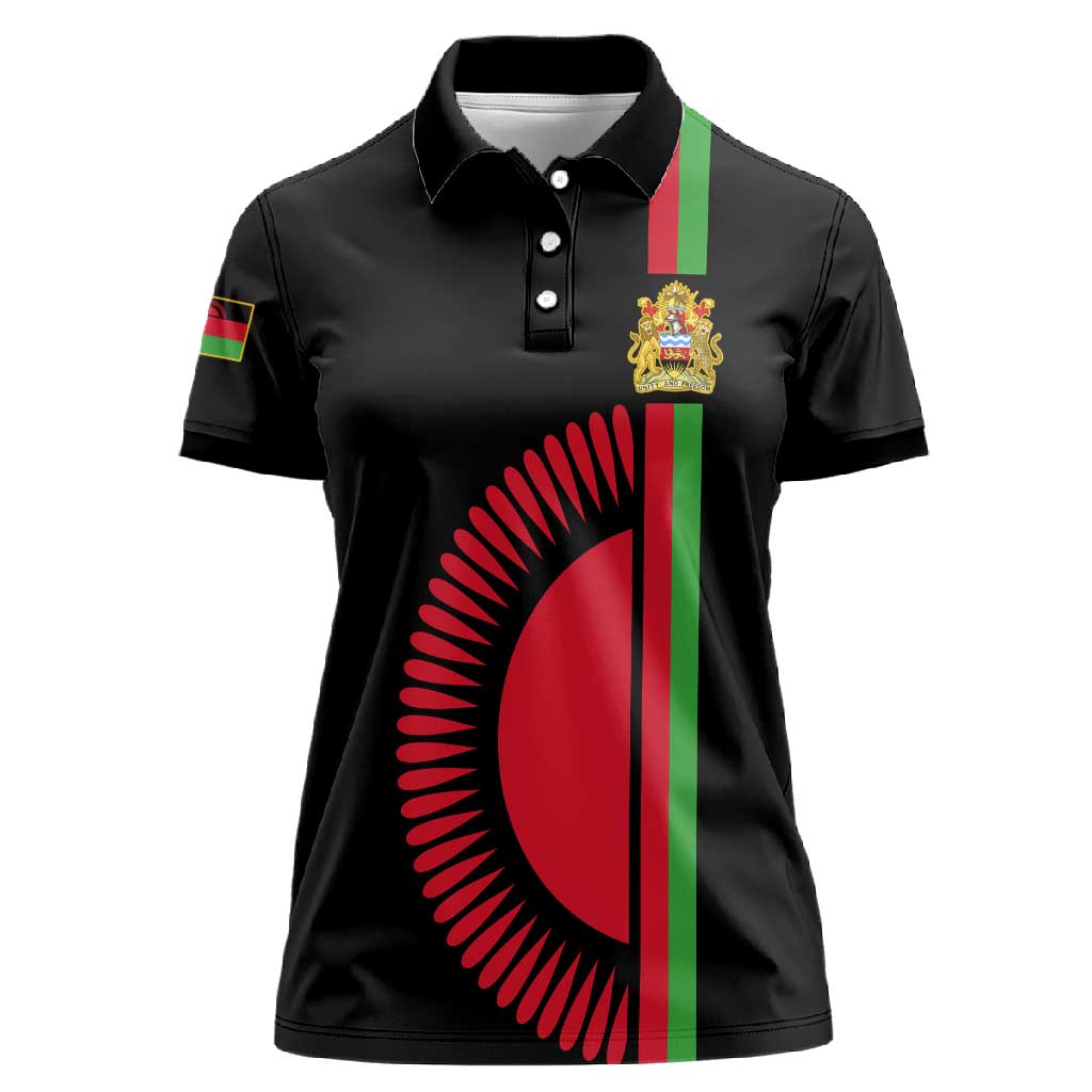 Personalized Malawi Women Polo Shirt with Coat of Arms Flag Style