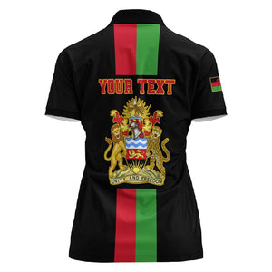 Personalized Malawi Women Polo Shirt with Coat of Arms Flag Style