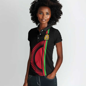 Personalized Malawi Women Polo Shirt with Coat of Arms Flag Style