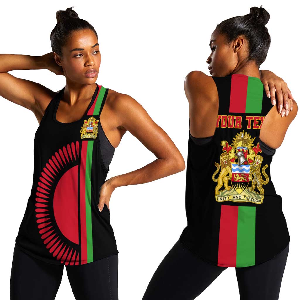 Personalized Malawi Women Racerback Tank with Coat of Arms Flag Style