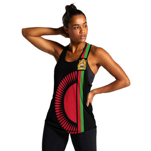 Personalized Malawi Women Racerback Tank with Coat of Arms Flag Style