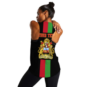 Personalized Malawi Women Racerback Tank with Coat of Arms Flag Style