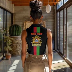 Personalized Malawi Women Sleeveless Polo Shirt with Coat of Arms Flag Style