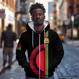 Personalized Malawi Zip Hoodie with Coat of Arms Flag Style