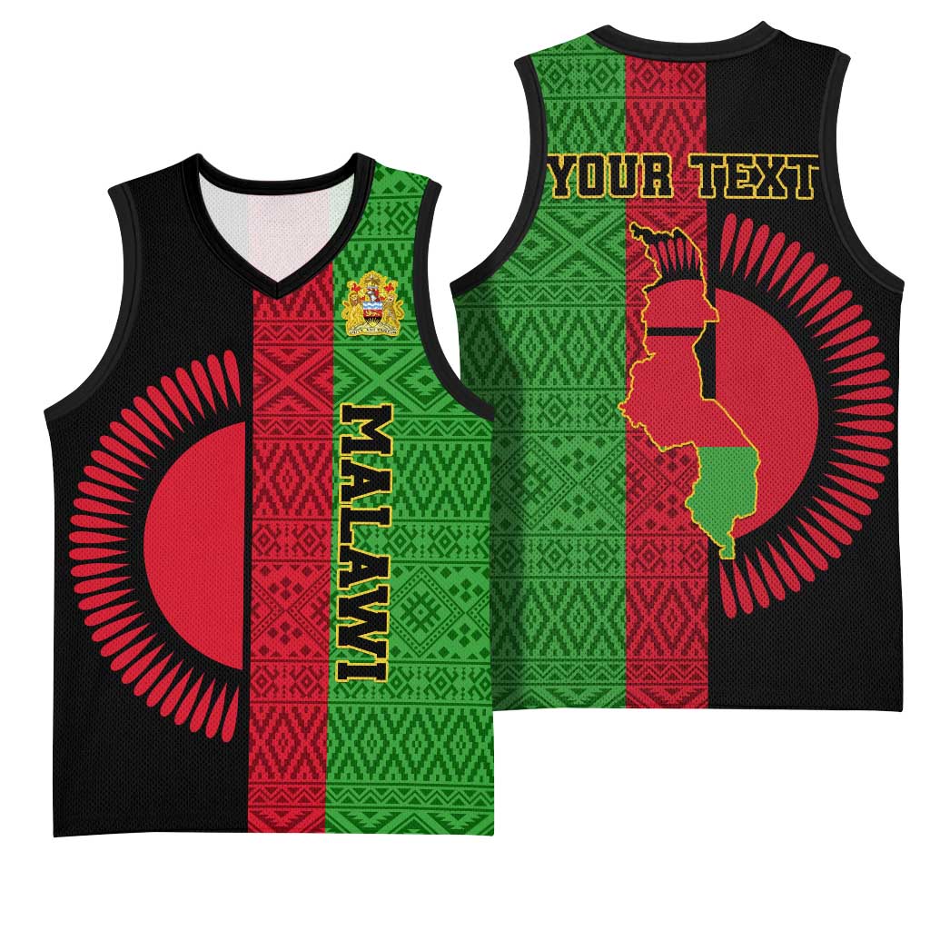 Personalized Malawi Basketball Jersey with Coat of Arms and African Pattern LT01