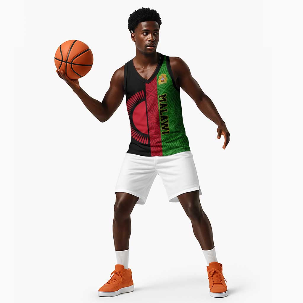 Personalized Malawi Basketball Jersey with Coat of Arms and African Pattern LT01