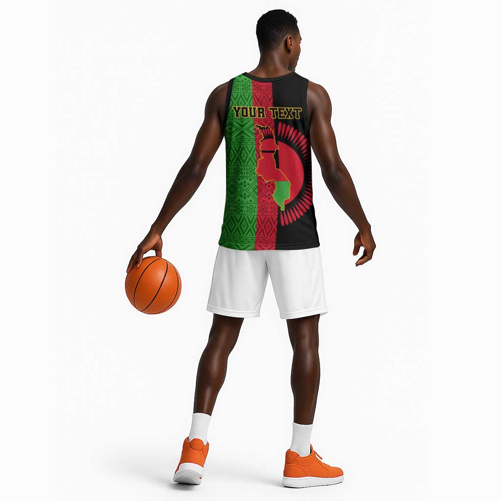 Personalized Malawi Basketball Jersey with Coat of Arms and African Pattern LT01