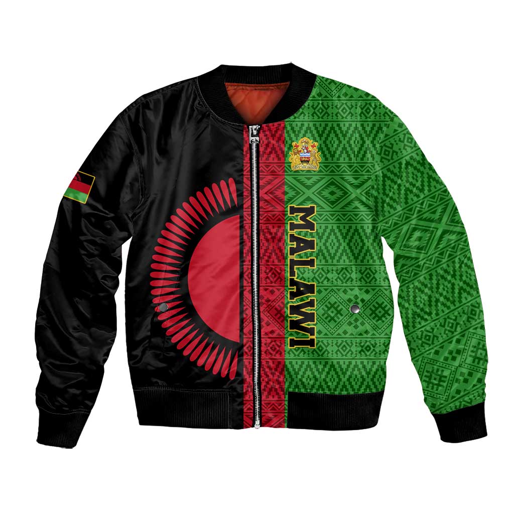 Personalized Malawi Bomber Jacket with Coat of Arms and African Pattern