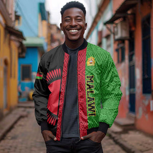 Personalized Malawi Bomber Jacket with Coat of Arms and African Pattern