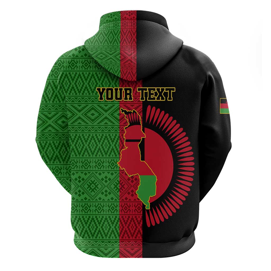 Personalized Malawi Hoodie with Coat of Arms and African Pattern