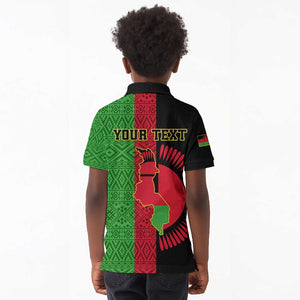 Personalized Malawi Kid Polo Shirt with Coat of Arms and African Pattern