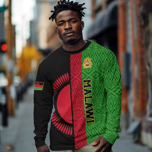 Personalized Malawi Long Sleeve Shirt with Coat of Arms and African Pattern LT01