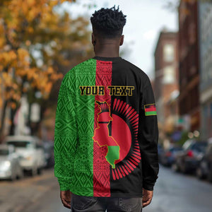 Personalized Malawi Long Sleeve Shirt with Coat of Arms and African Pattern LT01