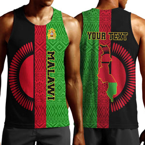 Personalized Malawi Men Tank Top with Coat of Arms and African Pattern