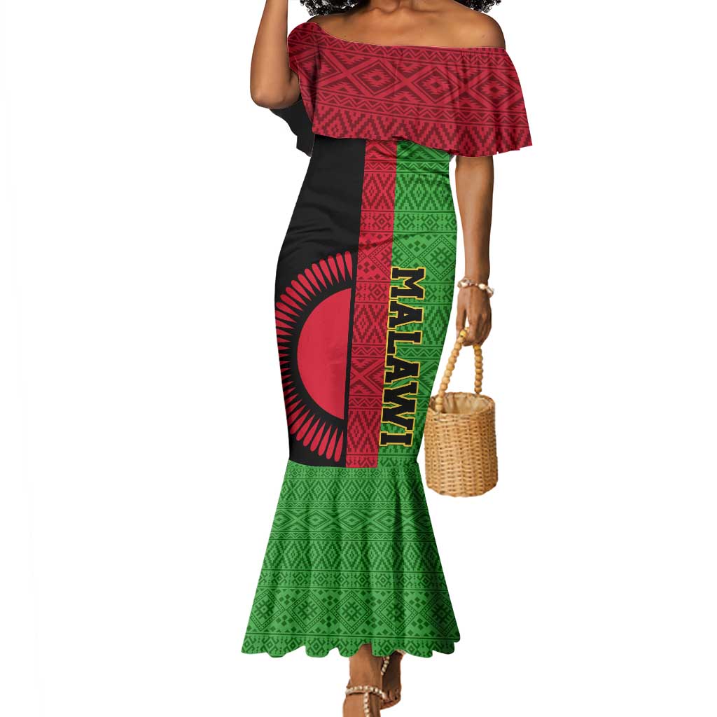 Personalized Malawi Mermaid Dress with Coat of Arms and African Pattern