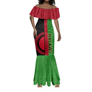 Personalized Malawi Mermaid Dress with Coat of Arms and African Pattern