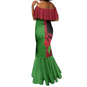 Personalized Malawi Mermaid Dress with Coat of Arms and African Pattern