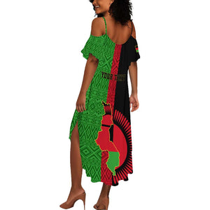 Personalized Malawi Summer Maxi Dress with Coat of Arms and African Pattern