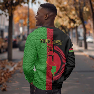 Personalized Malawi Sweatshirt with Coat of Arms and African Pattern