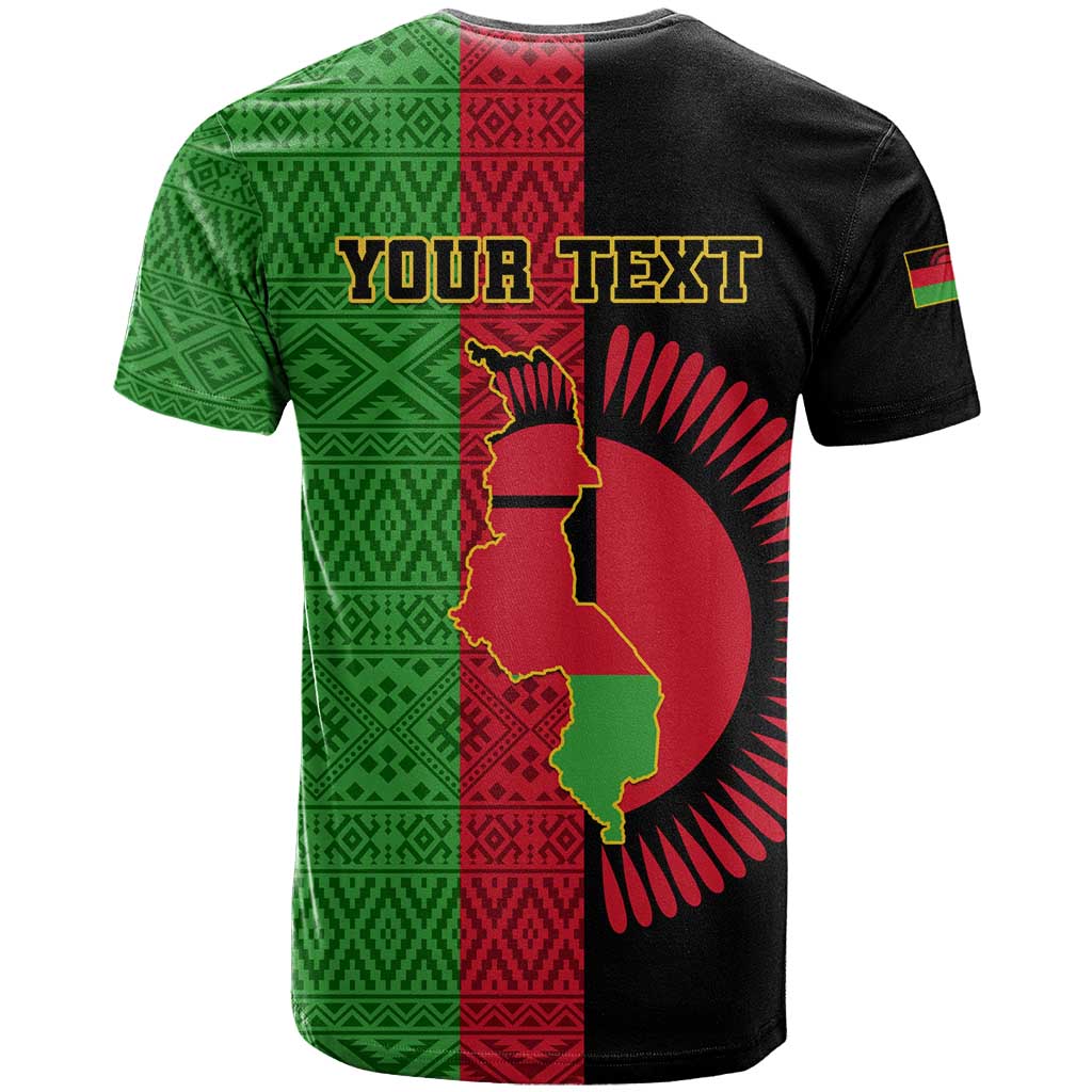 Personalized Malawi T shirt with Coat of Arms and African Pattern