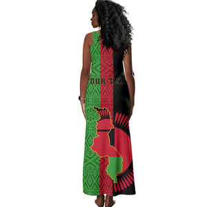 Personalized Malawi Tank Maxi Dress with Coat of Arms and African Pattern