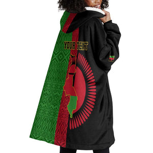 Personalized Malawi Wearable Blanket Hoodie with Coat of Arms and African Pattern