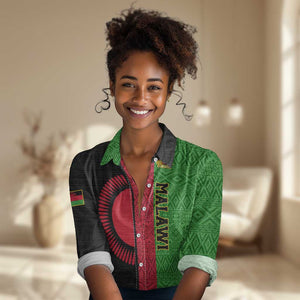 Personalized Malawi Women Casual Shirt with Coat of Arms and African Pattern