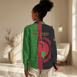 Personalized Malawi Women Casual Shirt with Coat of Arms and African Pattern