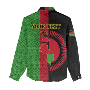 Personalized Malawi Women Casual Shirt with Coat of Arms and African Pattern