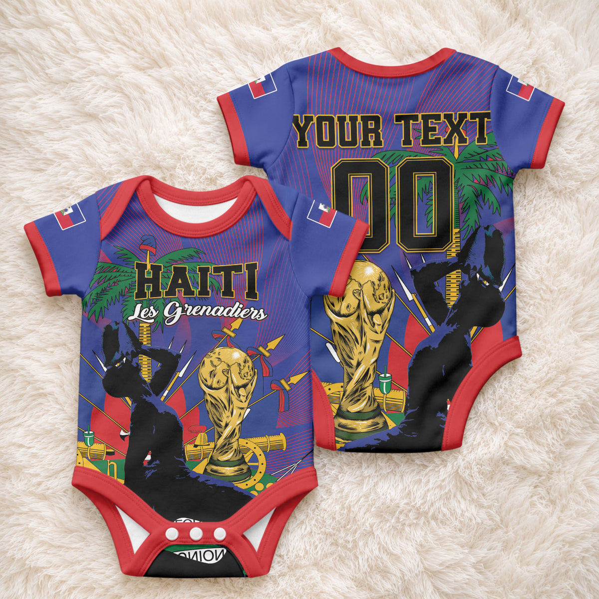 Custom Haiti World Football 2026 Baby Onesie Go Les Grenadiers