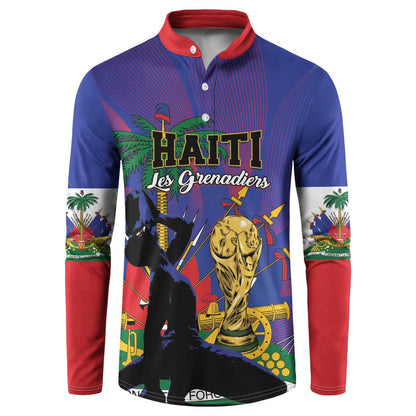 Custom Haiti World Football 2026 Button Sweatshirt Go Les Grenadiers