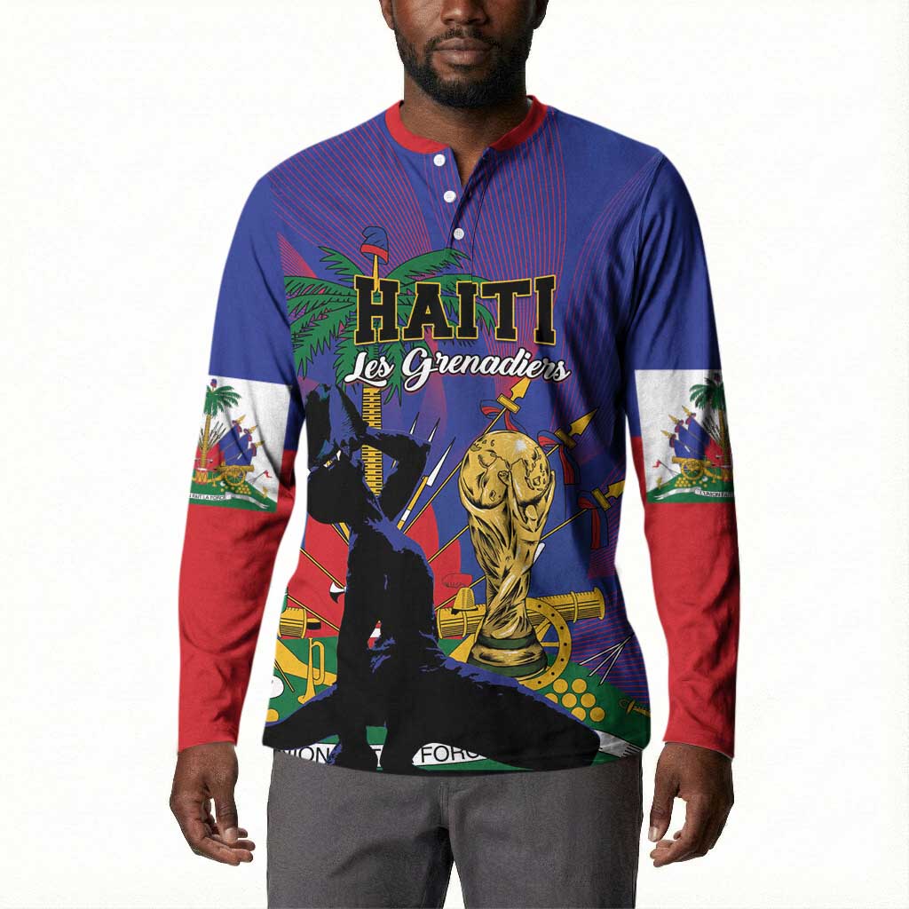 Custom Haiti World Football 2026 Button Sweatshirt Go Les Grenadiers