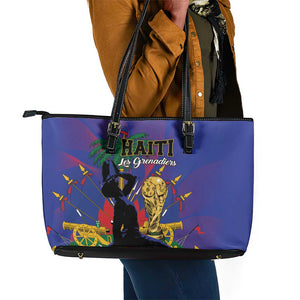 Haiti World Football 2026 Leather Tote Bag Go Les Grenadiers - African Pride