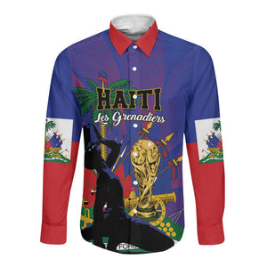 Custom Haiti World Football 2026 Long Sleeve Button Shirt Go Les Grenadiers - African Pride